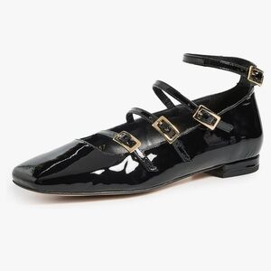 Alohas Women's Luke Onix Black Leather Ballet Flats
